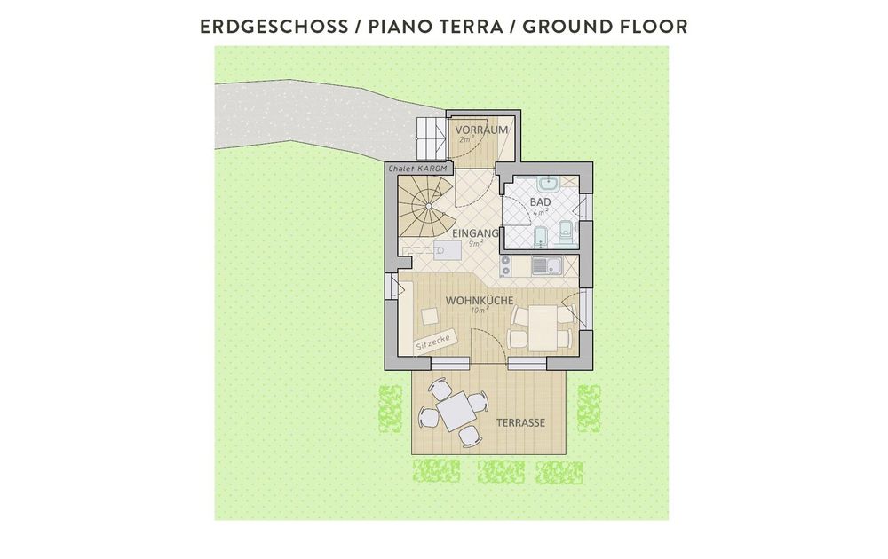Chalet KAROM Plan Erdgeschoss