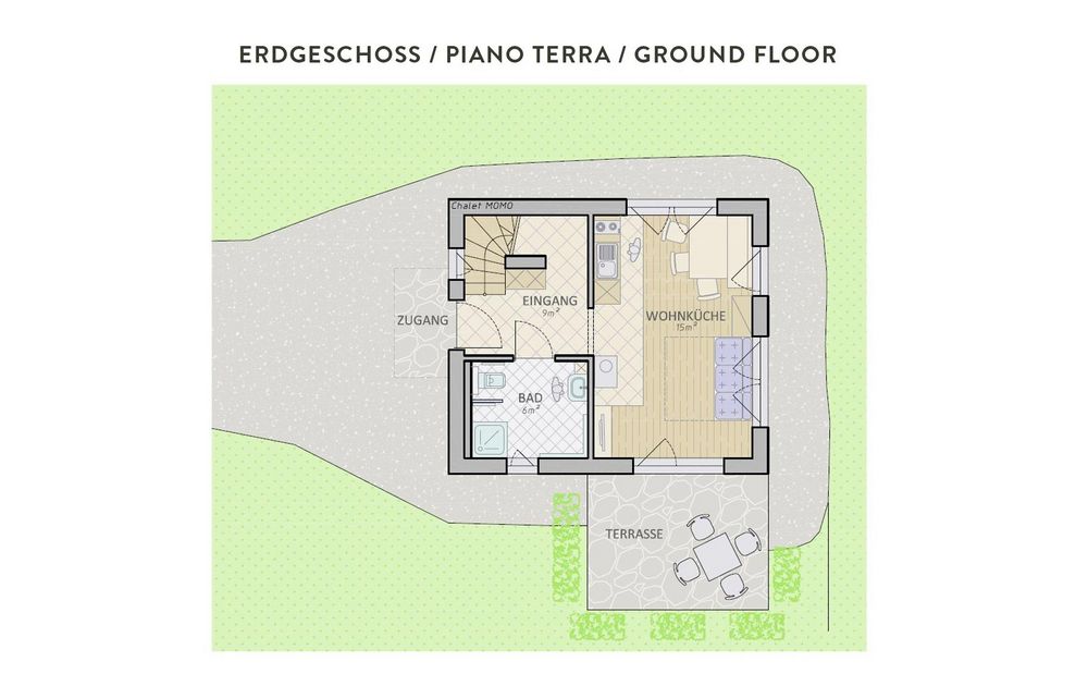 Chalet MOMO Plan Erdgeschoss